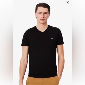 Lacoste Pima Cotton Jersey V Neck Tee Shirt